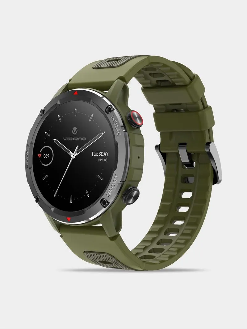 Volkano Fit Power Series Black Plated & Green Silicone Smart Watch