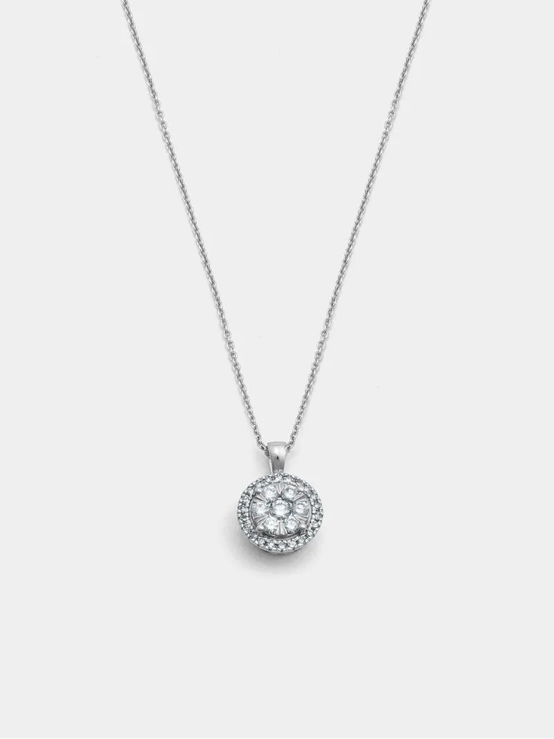 White Gold 0.36ct Diamond Women’s Round Halo Pendant