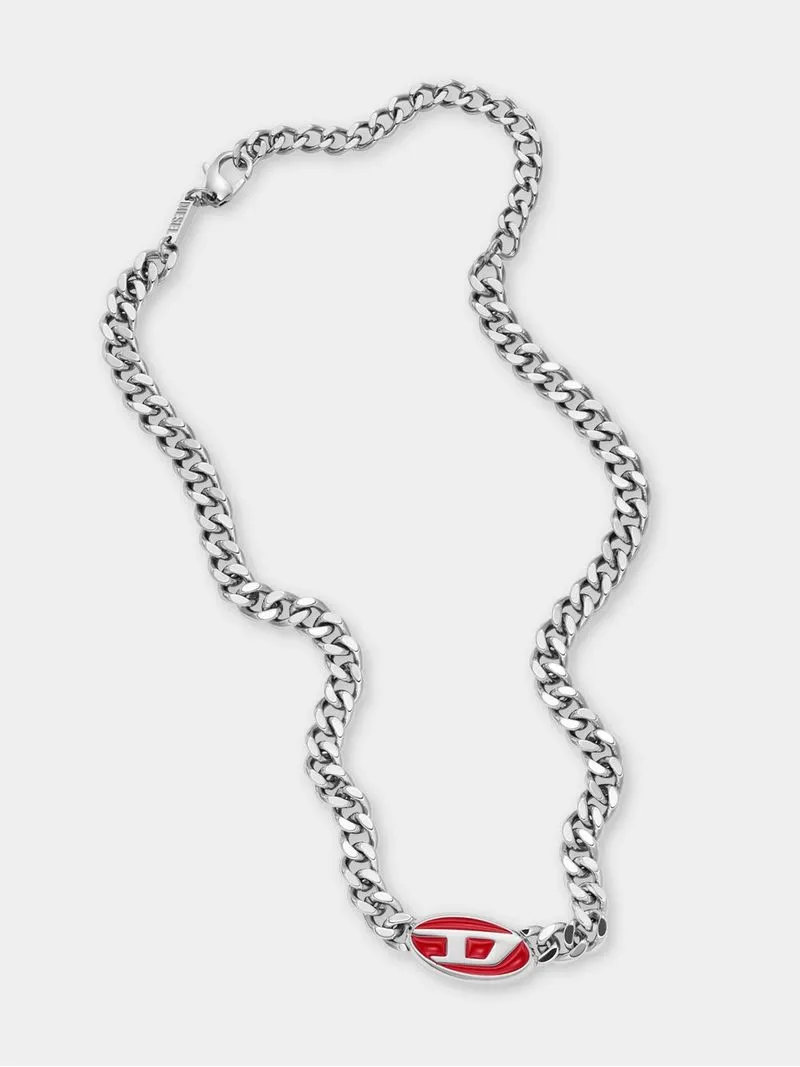 Diesel Red Enamel & Lacquer Stainless Steel Chain