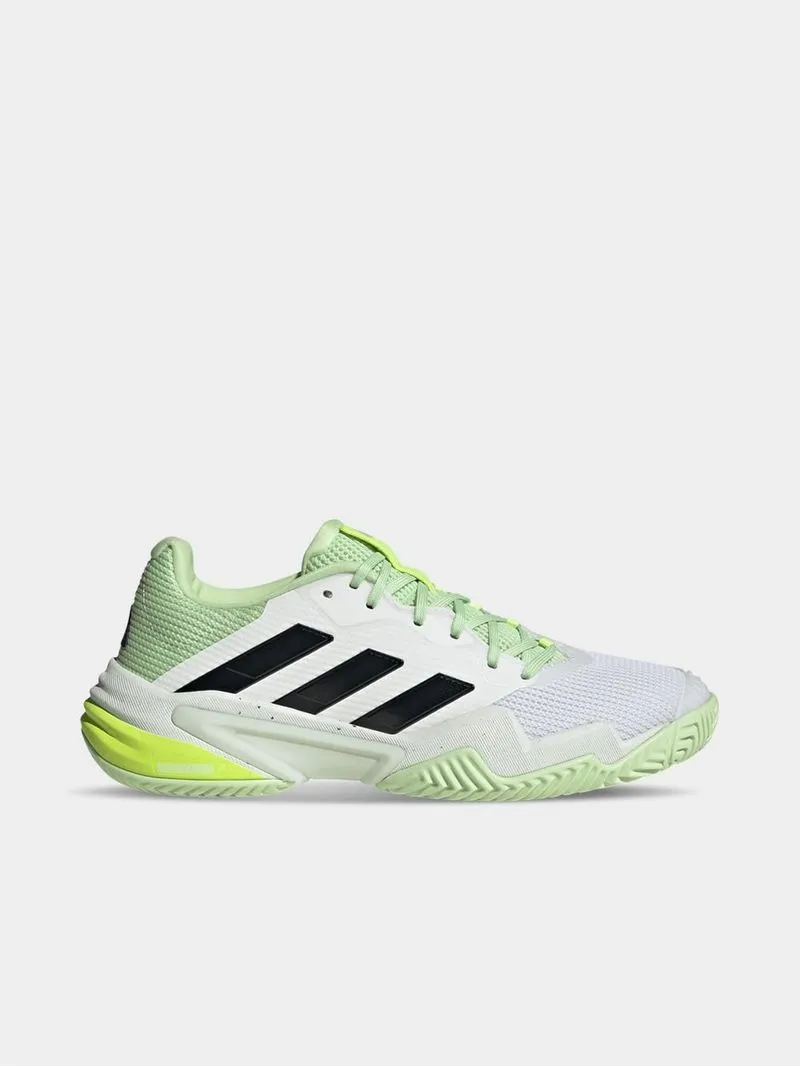 Mens adidas Barricade 13 White/Green Tennis Shoes