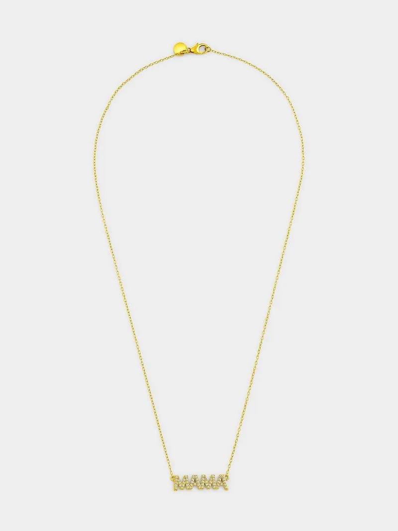 Gold Plated Sterling Silver Cubic Zirconia MAMA Pendant
