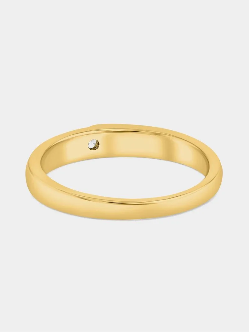 Yellow Gold Diamond Solitaire Diagonal Design Wedding Band