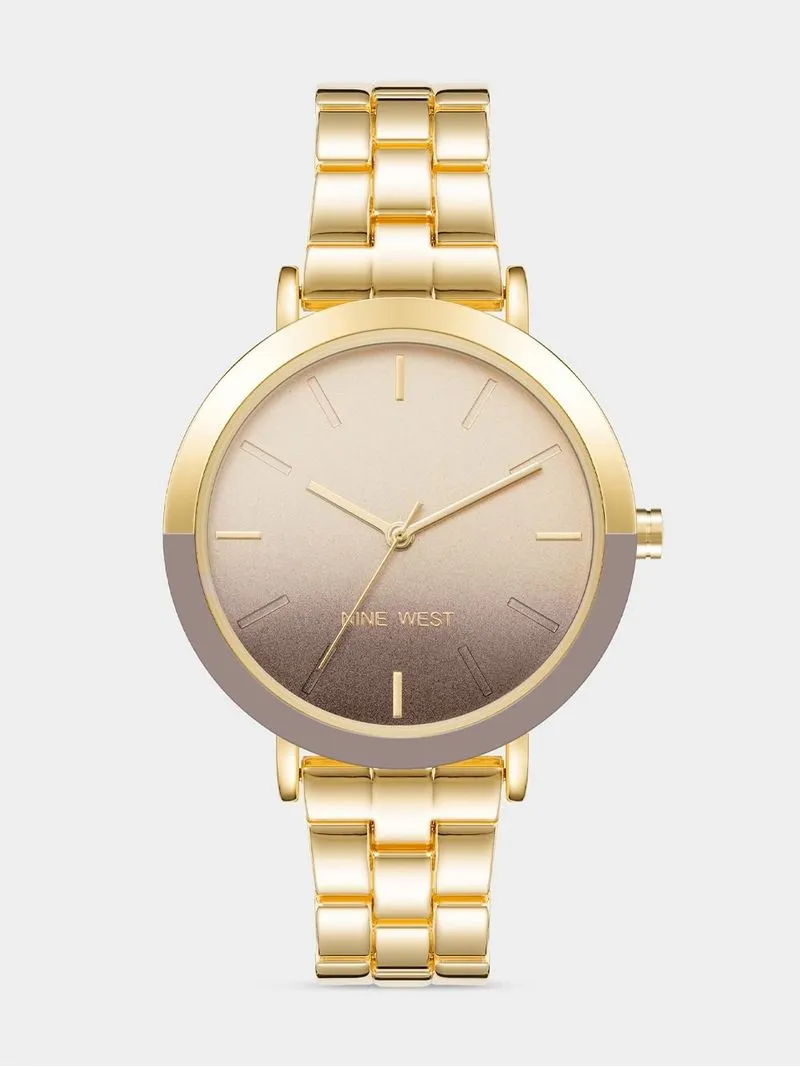 Nine West Women's Ombre Dial Gold Plated Bracelet Watch