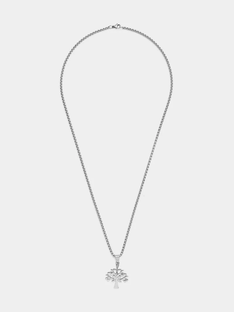 Gents Tree of Life Pendant Stainless Steel Necklace