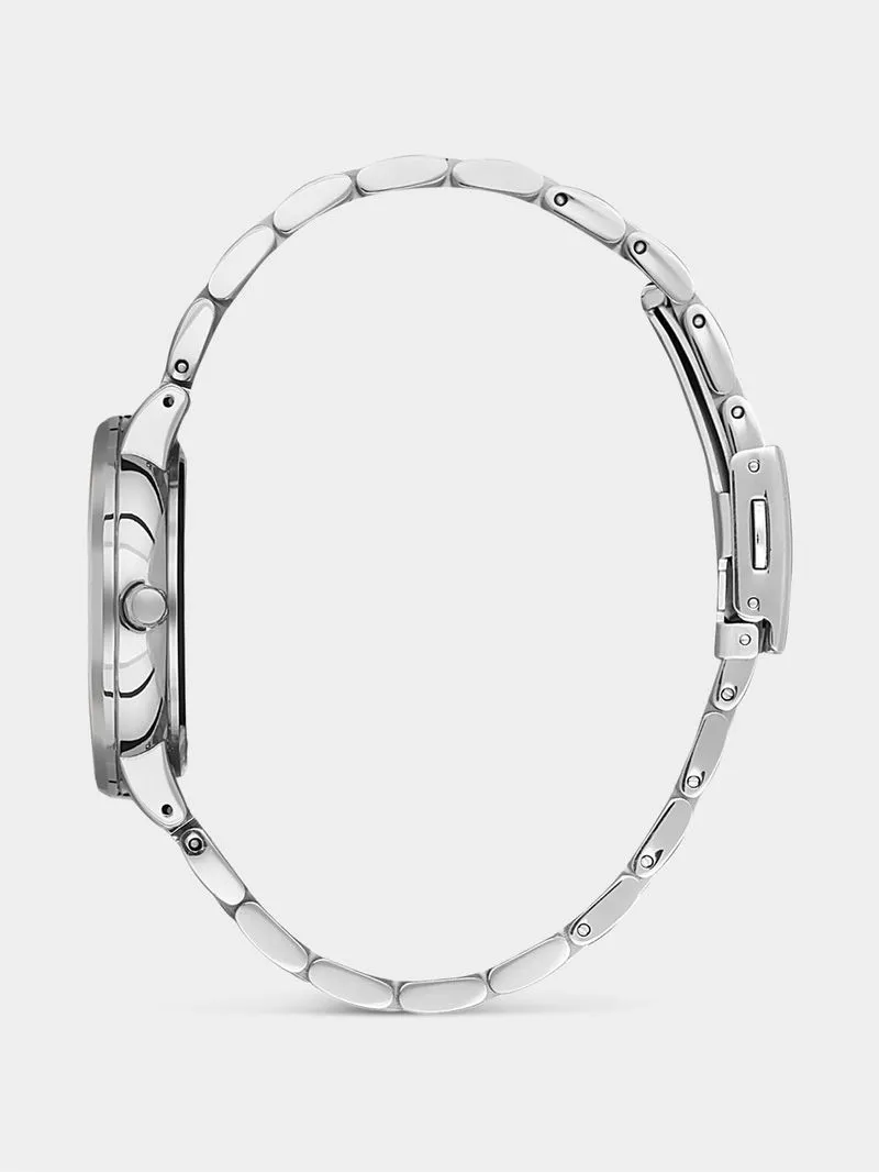 Daniel Klein Silver Plated Silver Tone Dial Stainless Steel Bracelet Watch