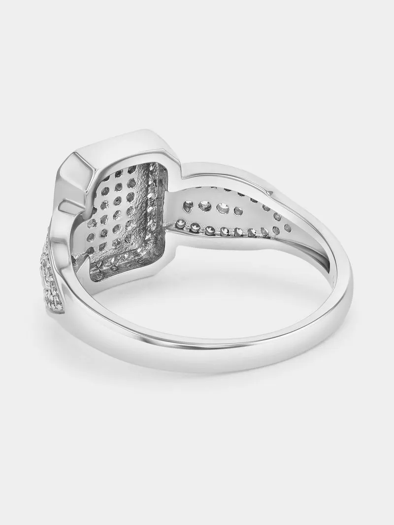 Cheté Sterling Silver Cubic Zirconia Rectangle Halo Pavé Ring