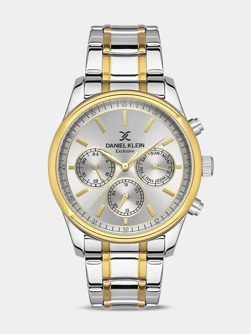 Daniel Klein Gold Plated Two-Tone Chronographic Stainless Steel Bracelet Watch