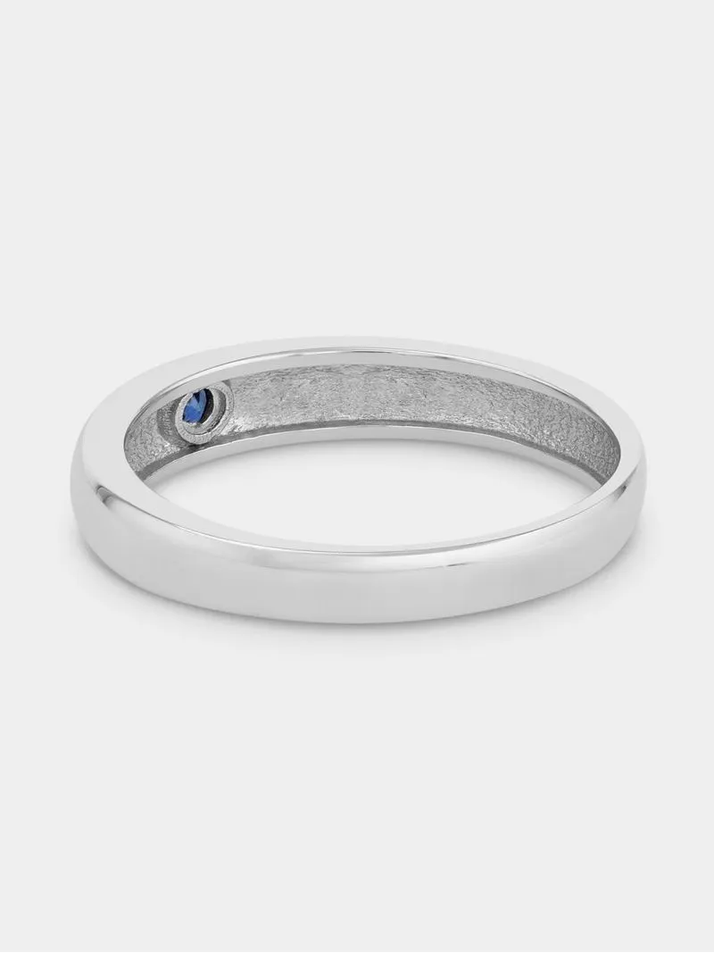 Sterling Silver & Created Blue Sapphire Men's Solitaire Ring
