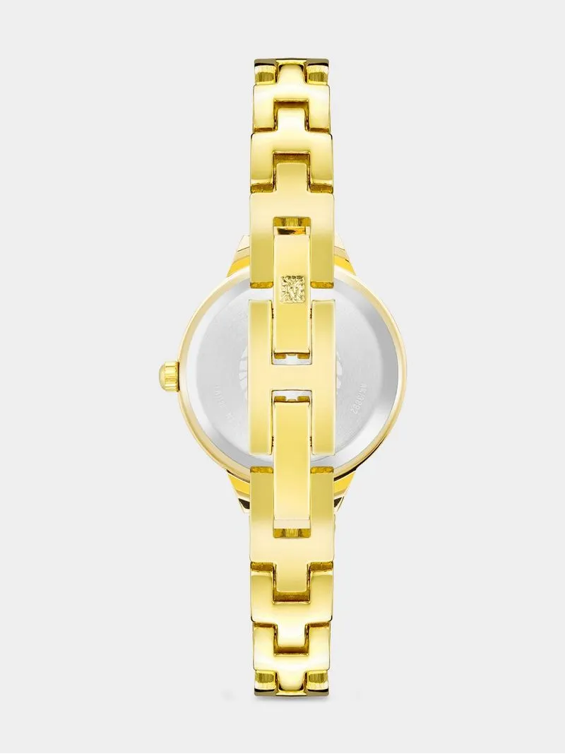 Anne Klein Champagne Dial Gold Plated Bracelet Watch