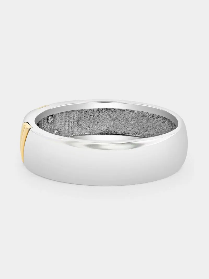 Yellow Gold & Sterling Silver Lab Grown Diamond Diagonal Groove Ring