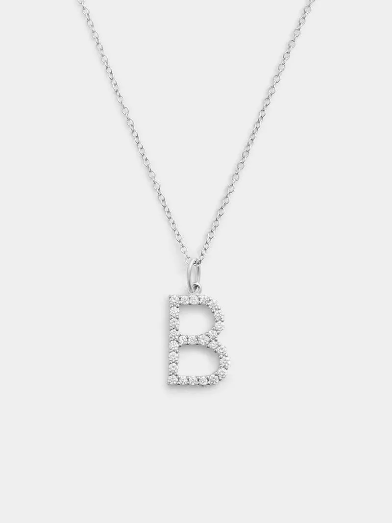 Cheté Sterling Silver Cubic Zirconia “B” Initial Pendant