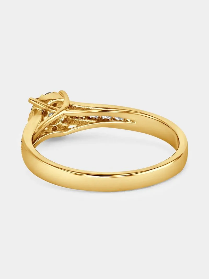 Yellow Gold 0.27ct Diamond Illusion Solitaire Ring