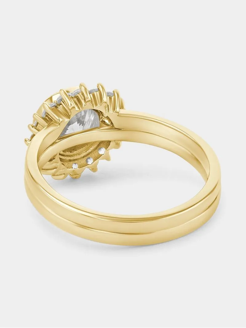 Yellow Gold Cubic Zirconia Round Halo Twinset Ring