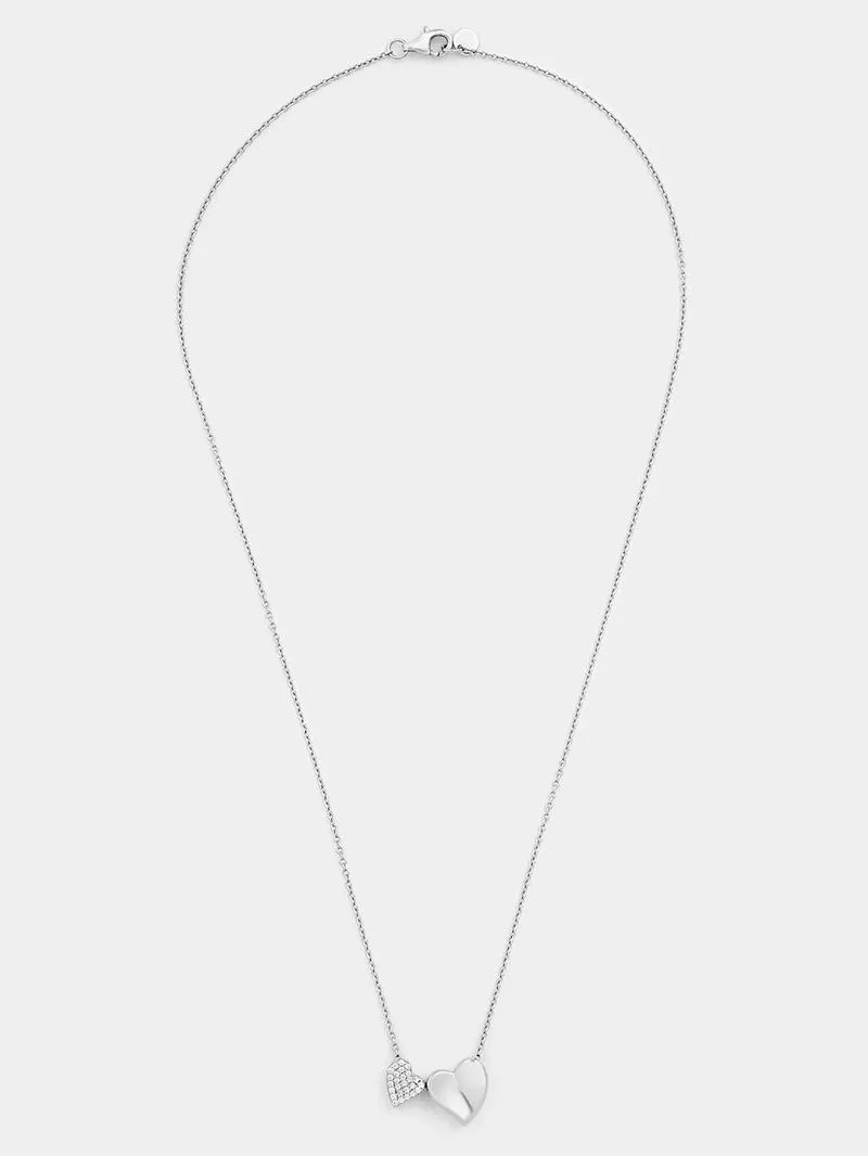 Sterling Silver Cubic Zirconia Double Heart Pendant