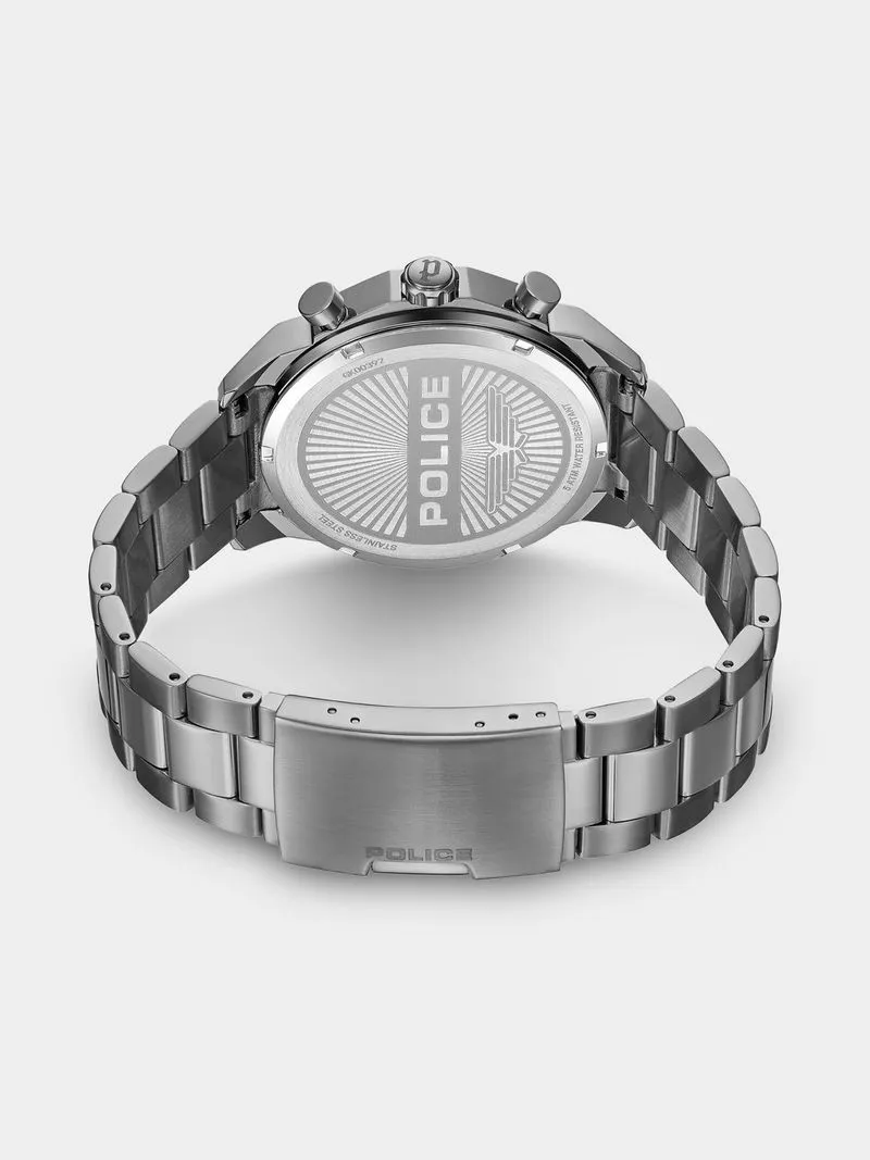 Police Reactor Gunmetal Plated Blue Dial Chronographic Bracelet