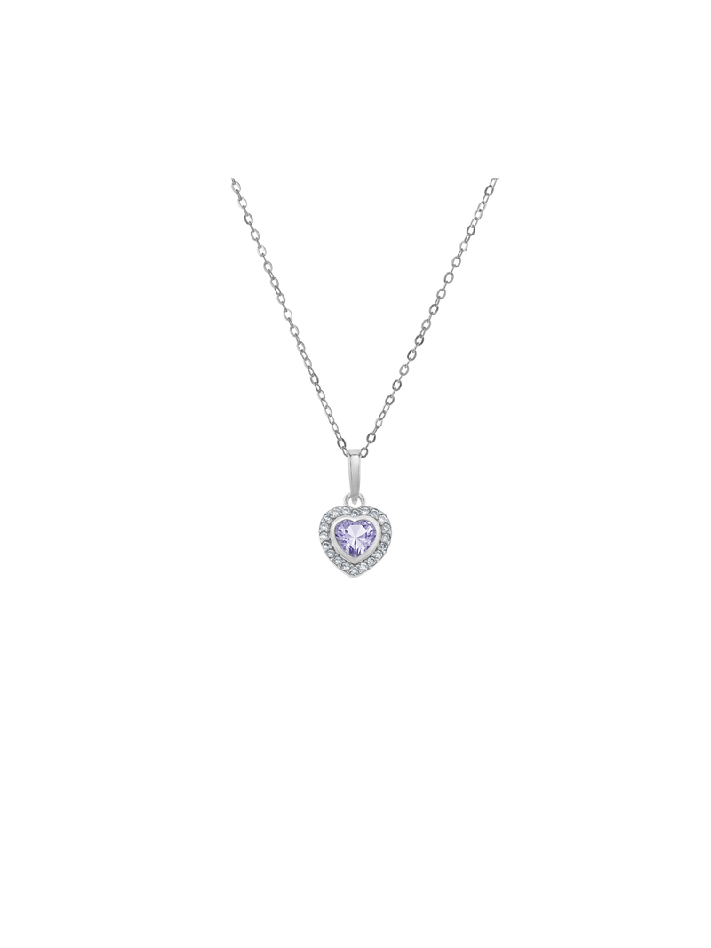 Sterling Silver Lilac Cubic Zirconia Kid's June Birthstone Pendant Necklace