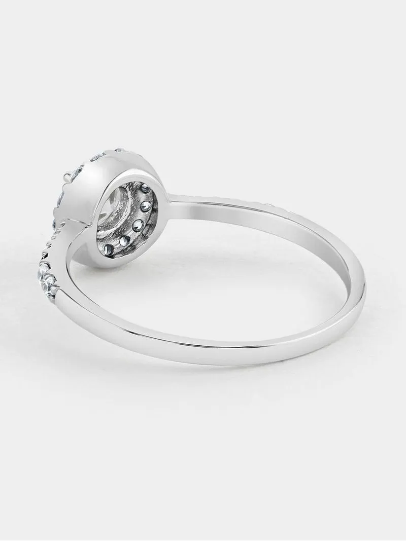 Cheté Sterling Silver Cubic Zirconia Women’s Round Vintage-Style Halo Ring