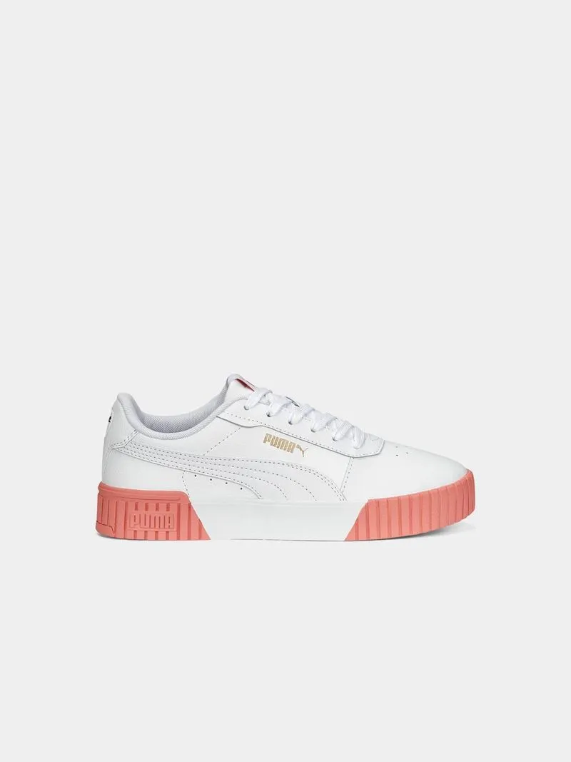 Womens Puma Carina 2.0 White/Hibiscus Flower Sneakers