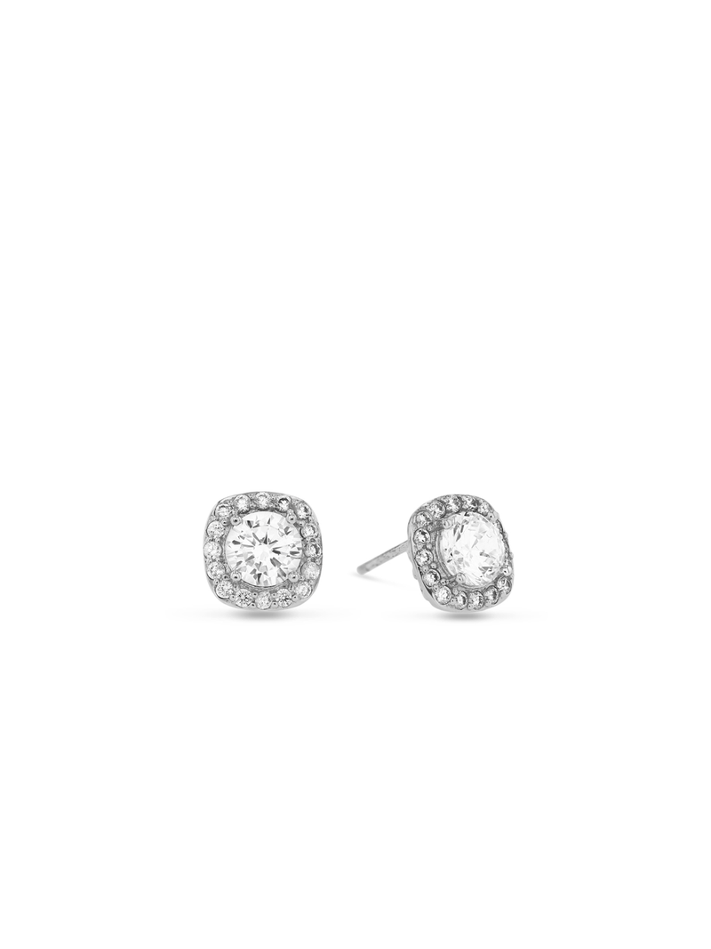 Cheté Sterling Silver & Cubic Zirconia Halo Cushion Stud Earrings
