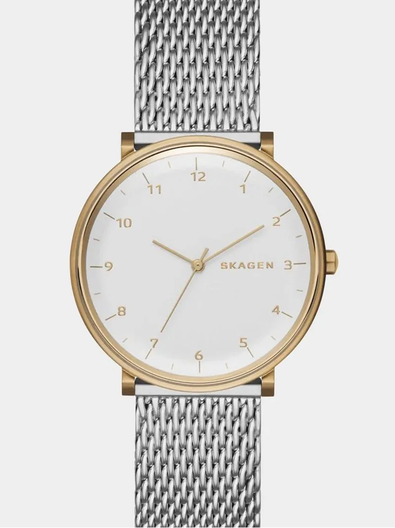 Skagen Men's Hald Gold & Silver Plated Stainless Steel mesh Watch