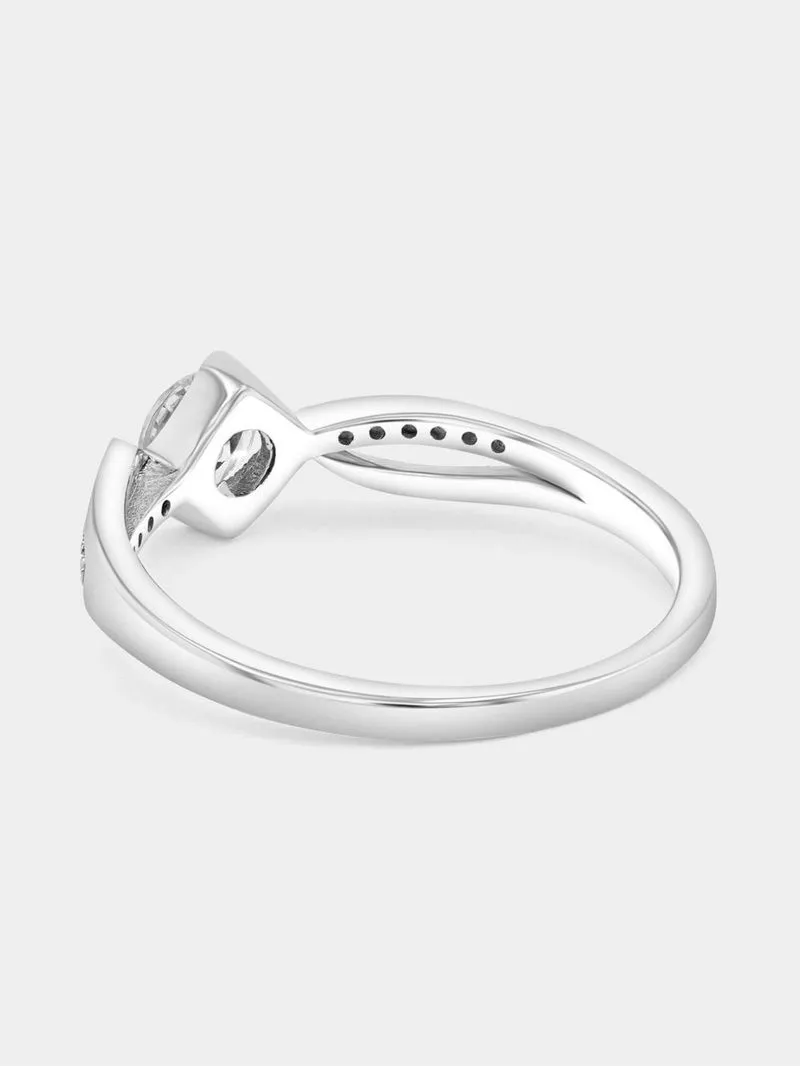 Sterling Silver Tanzanite Blue Cubic Zirconia Solitaire Embrace Promise Ring