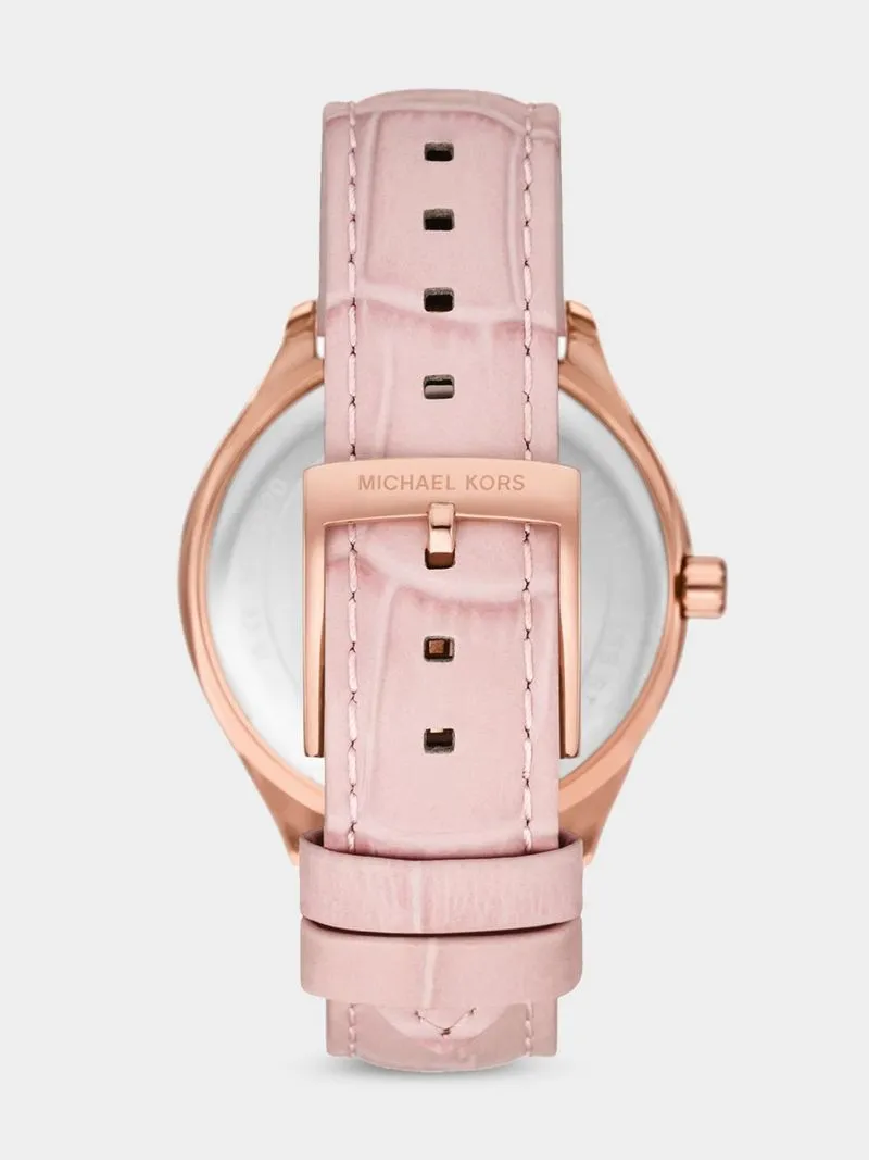 Michael Kors Sage Rose Plated Stainless Steel Blush Croco Leather Watch