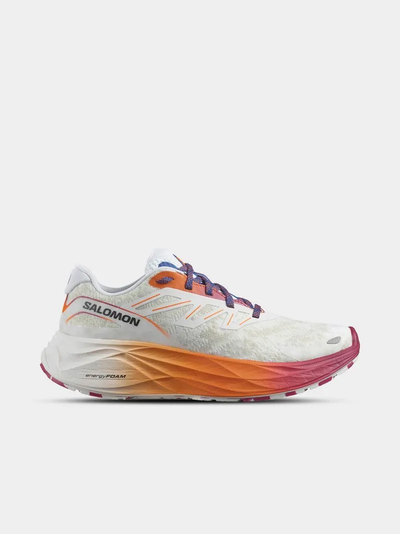 Womens Salomon Aero Glide 2 White/Dragon Fire Running Shoes