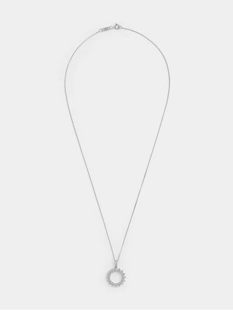 White Gold Lab Grown Diamond Circle Pendant