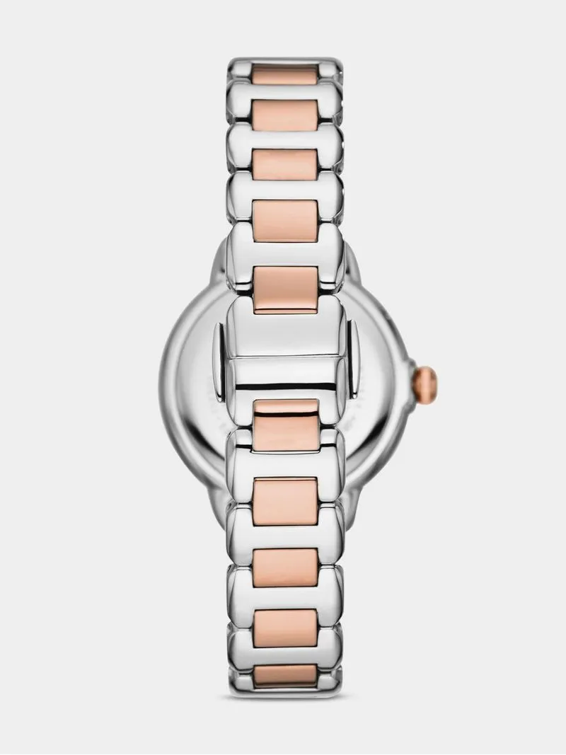 Emporio Armani Silver & Rose Plated Stainless Steel Bracelet Watch