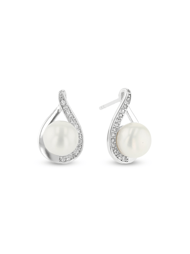 Sterling Silver & Freshwater Pearl Droplet Stud Earrings