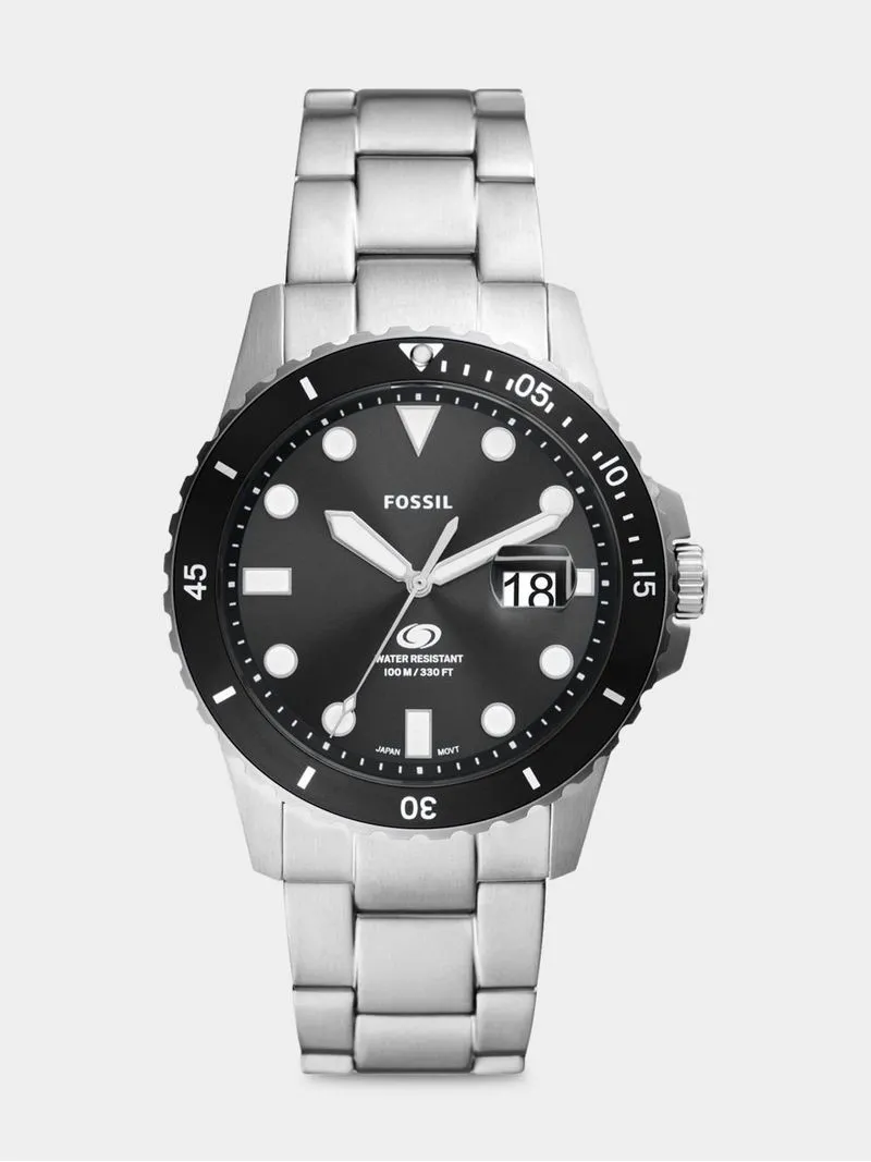 Fossil Blue Stainless Steel Black Dial Bracelet Watch
