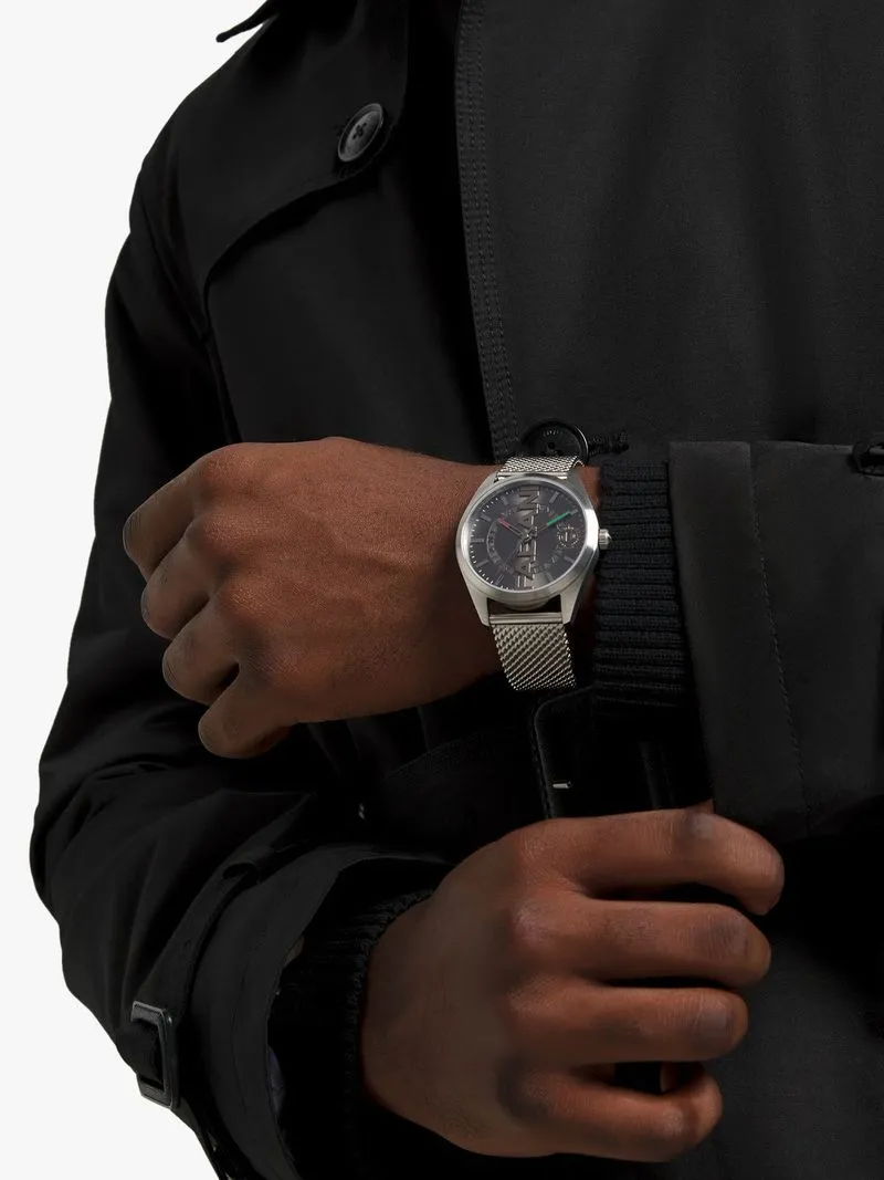 Fabiani Men's Debossed Fabiani Mesh Strap Gun/Navy Watch