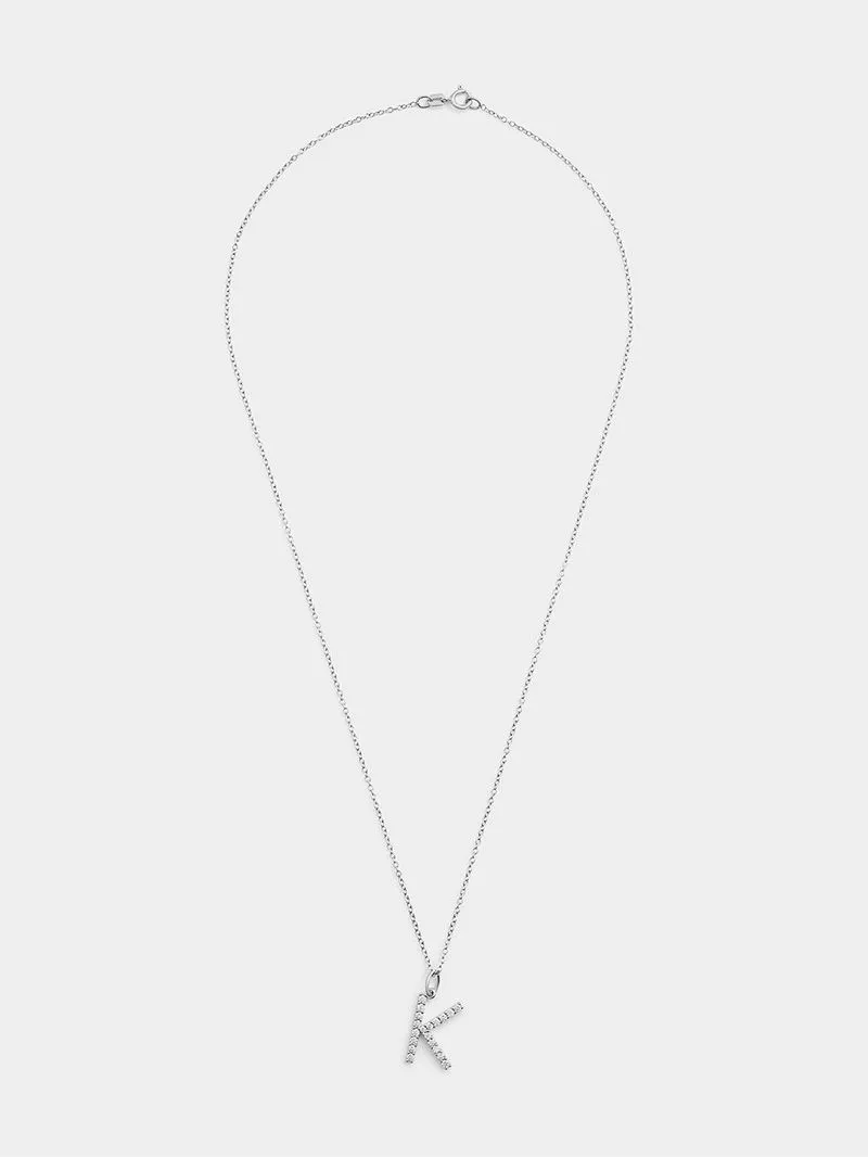 Cheté Sterling Silver Cubic Zirconia “K” Initial Pendant