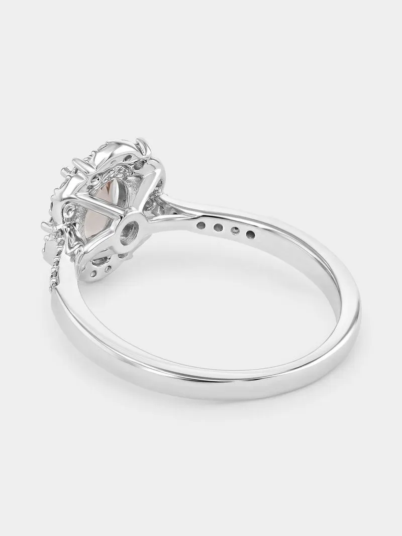 Rose Gold Morganite & Lab Grown Diamond Oval Halo Ring