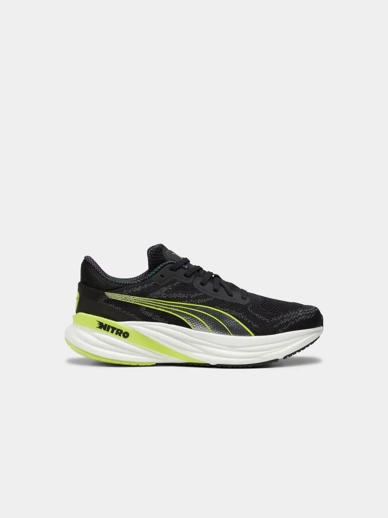 Mens Puma Magnify Nitro 2 Black/Lime Running Shoes