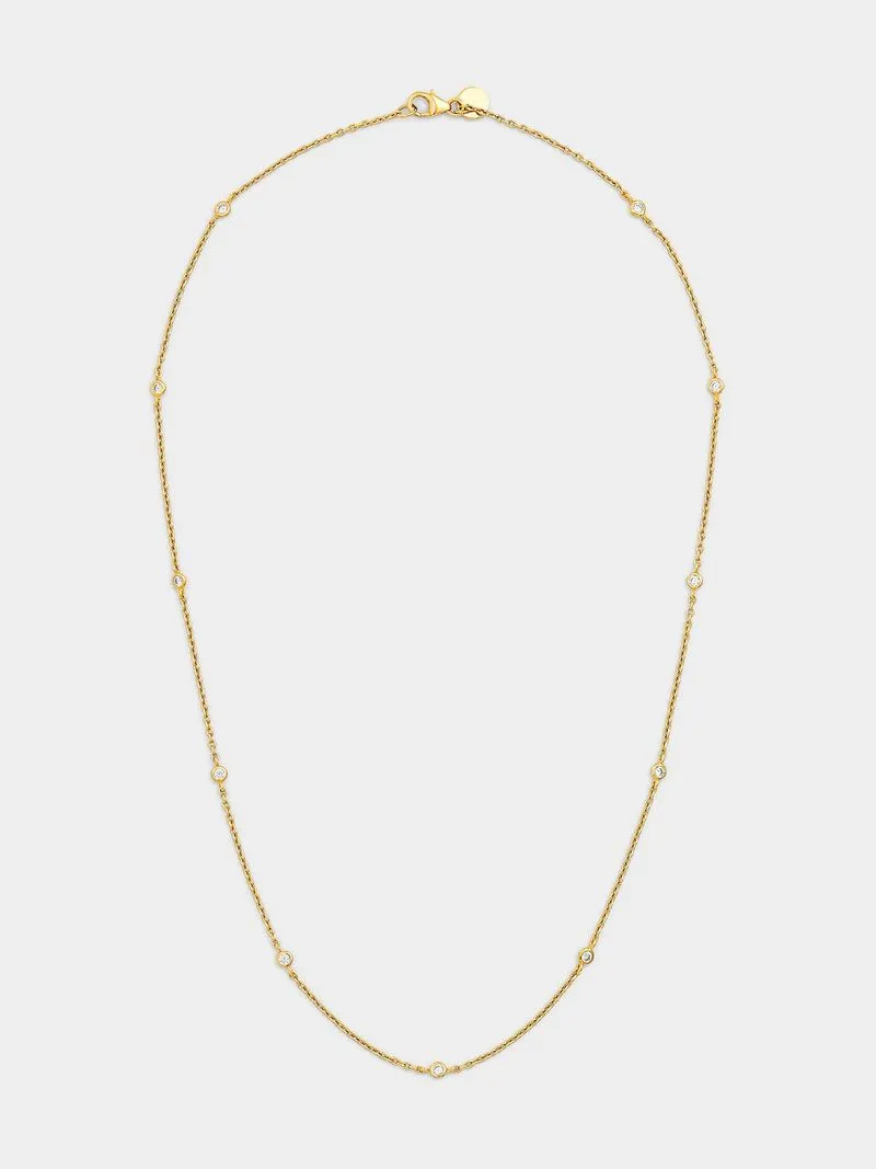 Gold Plated Sterling Silver Cubic Zirconia Station Chain