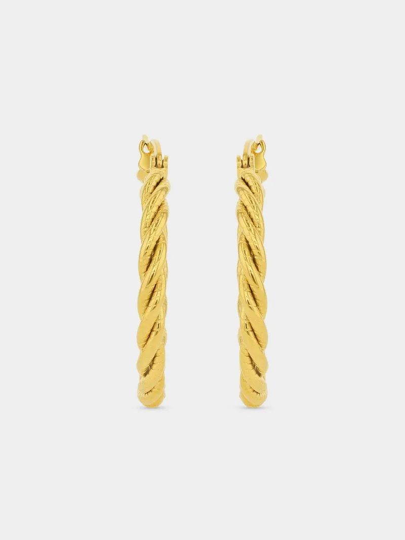 Tempo Jewellery Gold Plated Stainless Steel Twisted Hoop Earrings