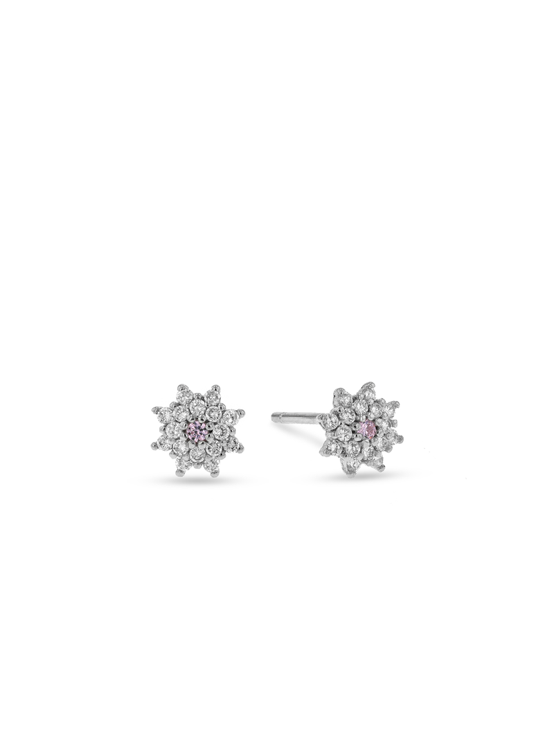 Miss Swiss Sterling Silver Cubic Zirconia Sunflower Stud Earrings