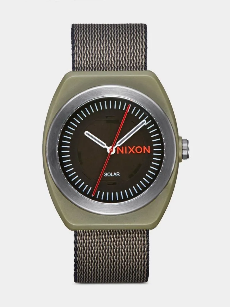 Nixon Women's Light Wave Surplus Solar Fabric Woven Strap Watch