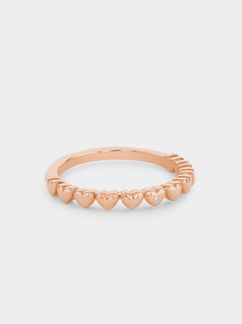 Rose Gold 0.004ct Diamond Heart Eternity Ring