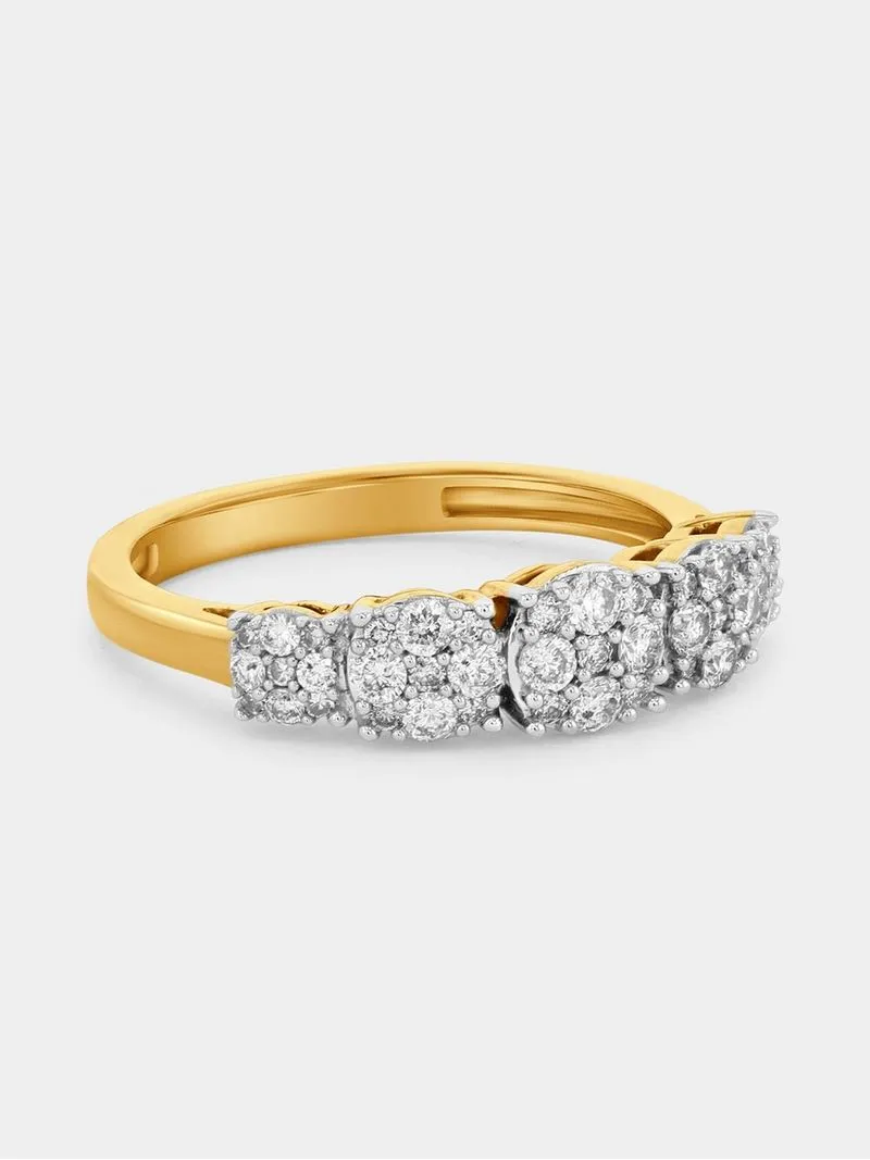 Yellow Gold 0.50ct Diamond Round Illusion Eternity Ring