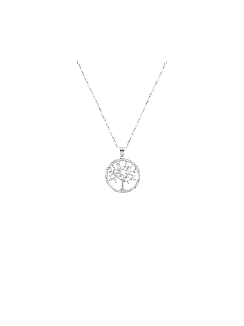 Sterling Silver Cubic Zirconia Tree Of Life Pendant