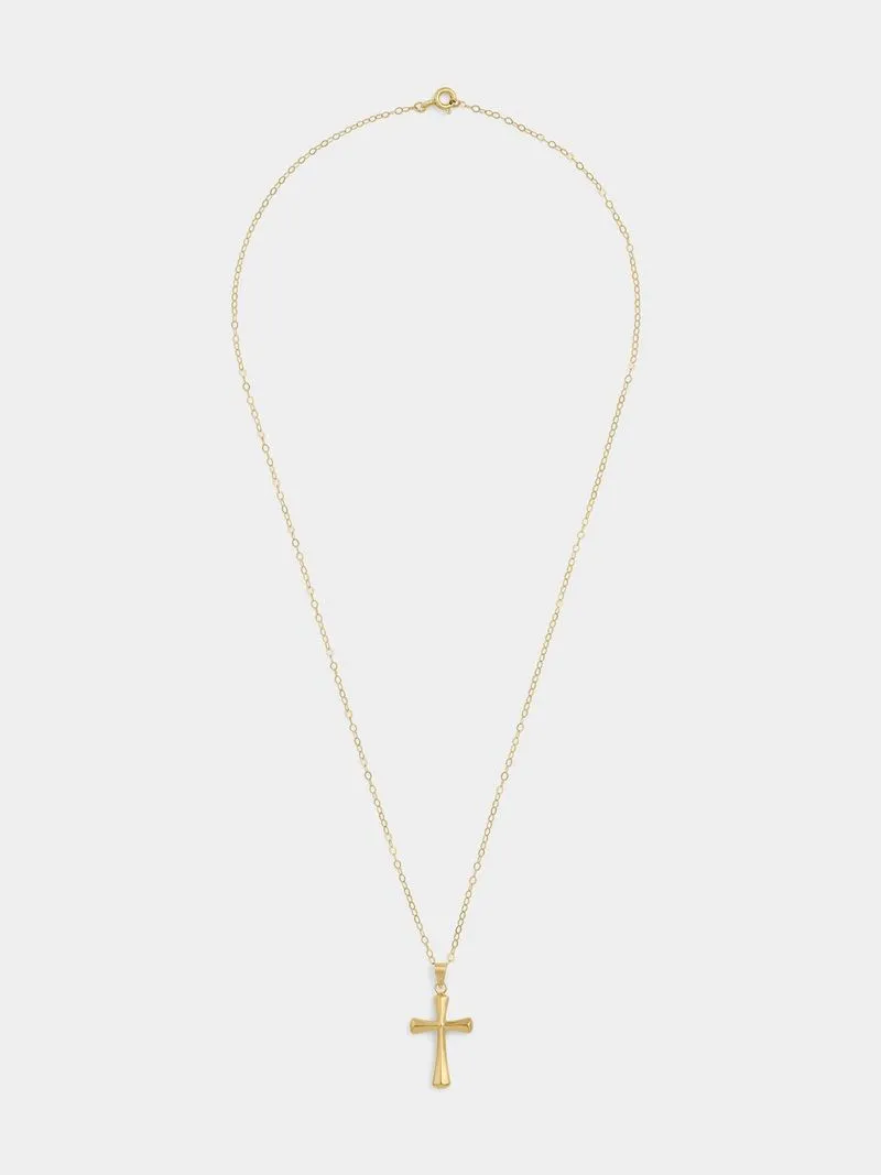 Yellow Gold & Sterling Silver Bold Cross Pendant on chain