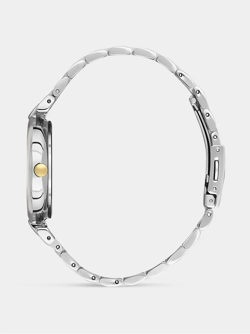 Daniel Klein Silver Plated Silver Tone Dial Two-Tone Bracelet Watch