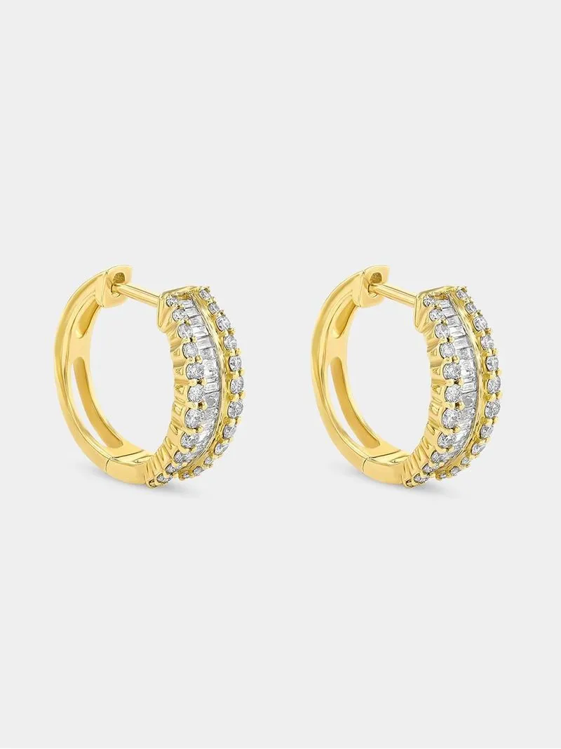 Yellow Gold 0.50ct Diamond Women’s Channel Huggie Earrings