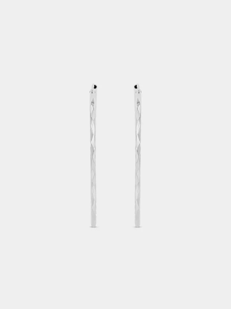 Sterling Silver Female Diamond Cut Hoop Earrings