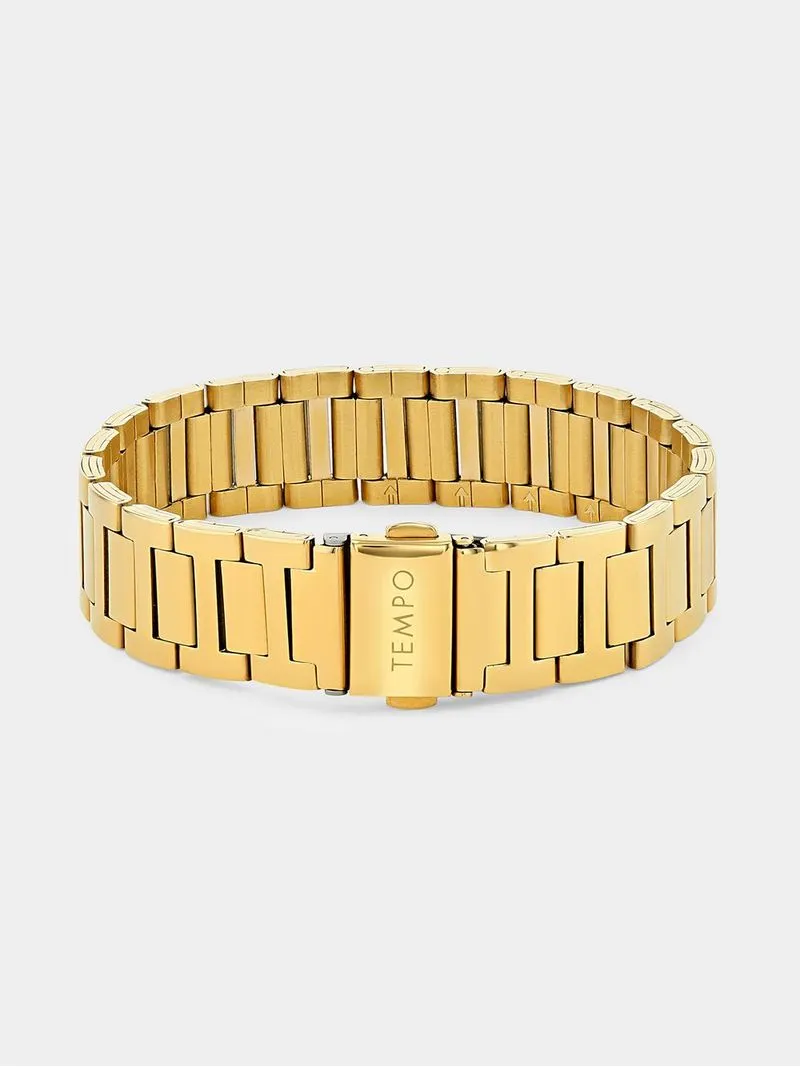 Tempo Men’s Gold Plated Bracelet Watch & Bracelet Set