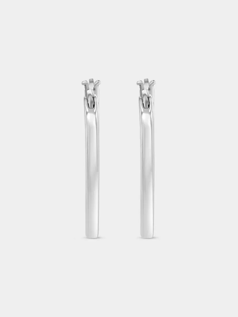 Sterns Women's Sterling Silver Paperclip Link Hoop Earrings