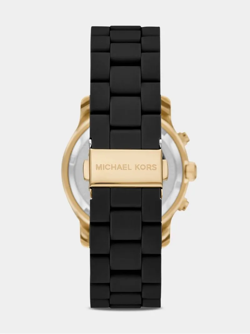 Michael Kors Runway Gold Plated Stainless Steel Chronograph Silicone Watch