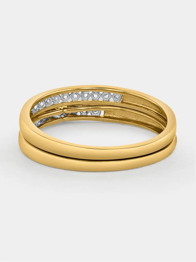 Yellow Gold & 0.05ct Diamond Miracle Plate Twinset Ring